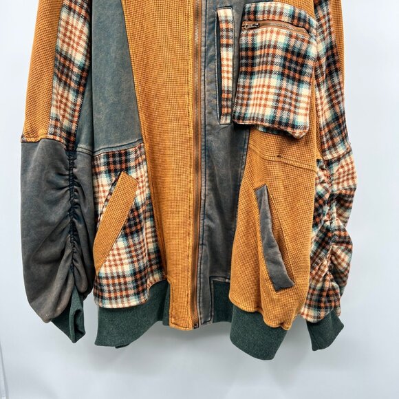 Oli & Hali Womens Oversized Zip Up Jacket Mixed Media Multicolor Size Medium - Picture 3 of 9